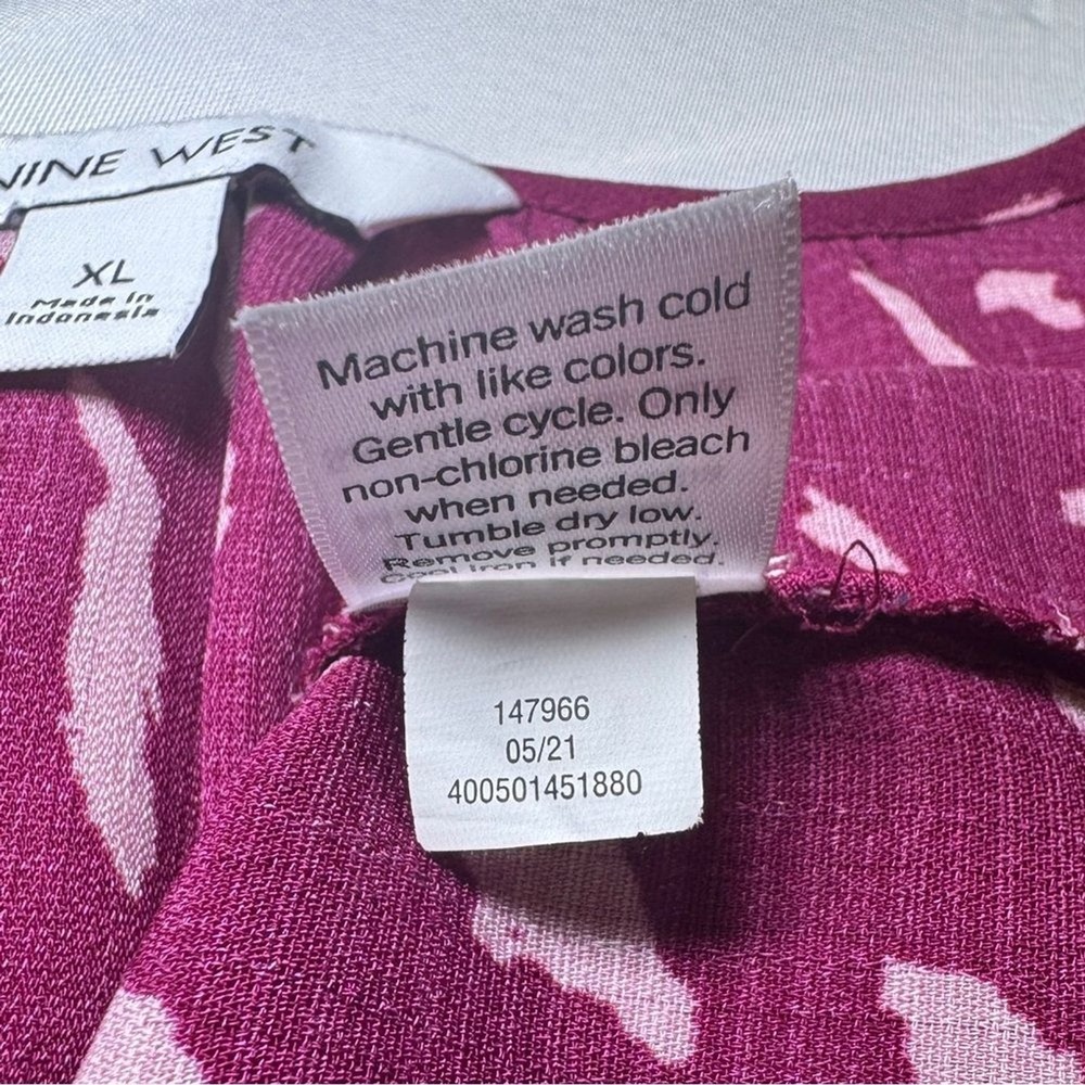 Nine West Purple And Pink Button Up Blouse Top‎ Shirt NWOT XL - Picture 7 of 7